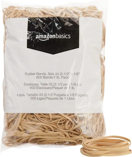 Vista 8 de Amazon Basics Bandas de goma, tamaño 19 (3-1/2 x 1/16 pulgadas), 1250 bandas/paquete de 1 libra, paquete de 3, marrón