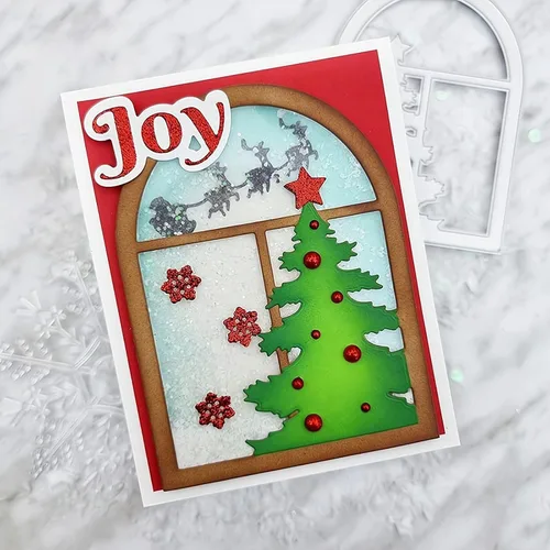 Vista 4 de Troqueles de metal para árbol de Navidad y puertas para hacer tarjetas, plantillas de corte para álbumes de recortes, álbum de fotos, papel