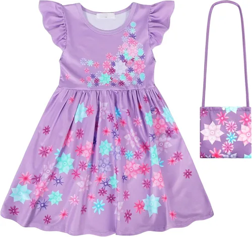Vista 3 de HenzWorld Disfraz de Mirabel para niñas, vestido mágico de la familia IsabelaMadrigalPepa, disfraz de dibujos animados, traje de fiesta