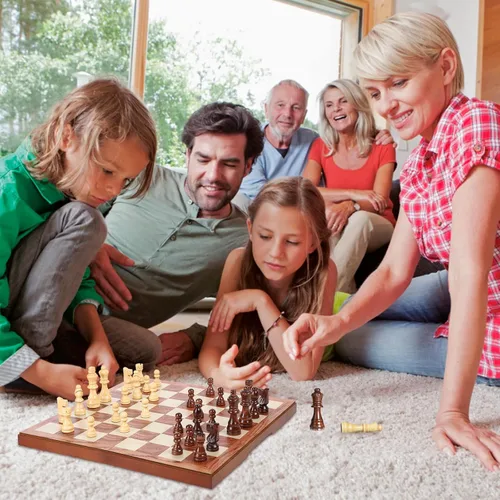 Vista 7 de Juego de ajedrez Juego de mesa de madera con almacenamiento para adultos de madera
