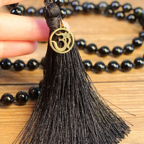 Vista 6 de COAI OM Charm Hand Knotted Tassel 108 Mala Beads Necklace