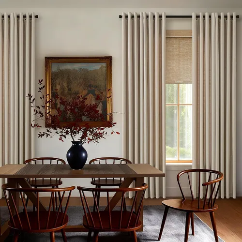 Vista 8 de Cortinas de Lino Taupe de 96 Pulgadas de Largo para Sala de Estar con Ojales de Bronce Estilo Rústico de Granja Semi Transparentes con Filtrado