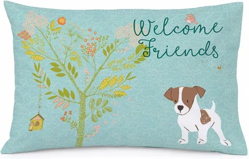 Vista 46 de Caroline's Treasures BB7625PILLOWCASE - Funda de almohada decorativa de tela con texto en inglés "Welcome Friends" Airedale Terrier estándar