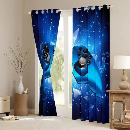 Vista 4 de Feelyou - Cortinas térmicas aisladas para dormitorio de niños, diseño de videojuegos, cortinas para ventana con controlador de juego roto, Multi 29