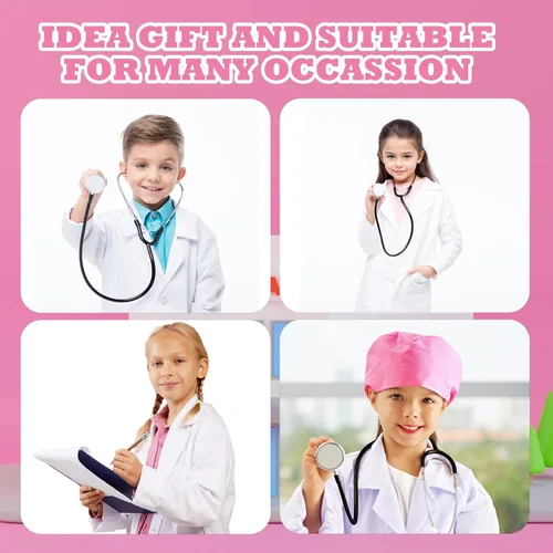 Vista 7 de Disfraz de médico para niños, disfraz de juego de rol para niños pequeños con accesorios Azul