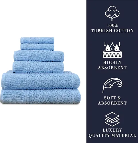 Vista 3 de Classic Turkish Towels Meital - Juego de 6 piezas: azul