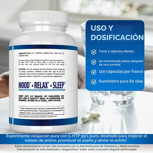 Vista 4 de Suplemento 5-HTP 0.007 oz, 120 cápsulas, BioScience Nutrition