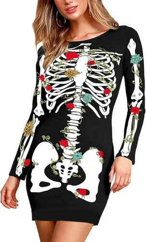 Vista 2 de Deerose Vestido de Navidad de manga larga para mujer, ajustado y elástico