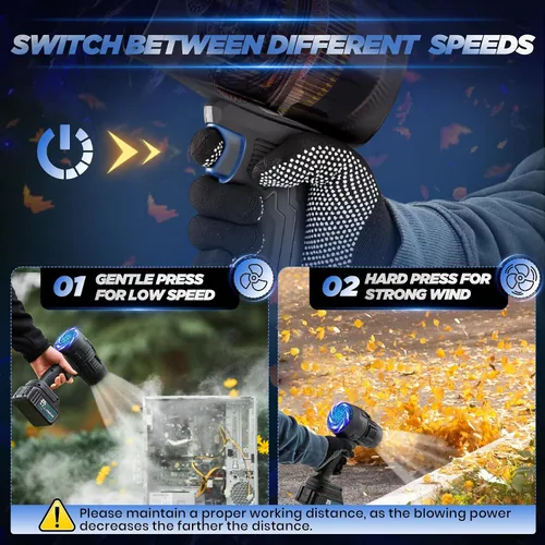 Vista 4 de Saker Soplador de Hojas Inalámbrico Portátil Limpiador de Polvo Sopladores Ligeros de Mano 180000 RPM con Velocidad Ajustable para Limpieza
