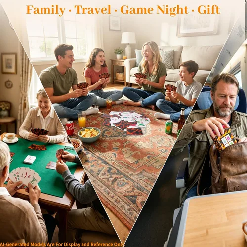 Vista 5 de Mahjong - Juego de cartas de juego - 160 cartas impresas grandes, 4
