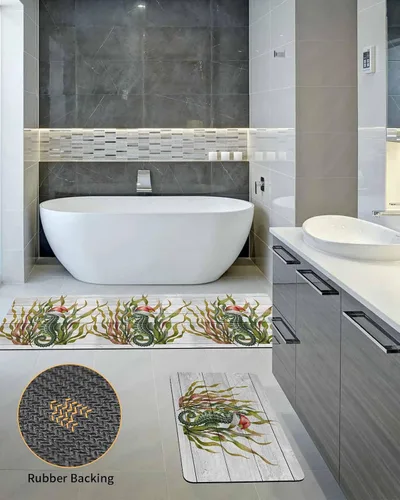 Vista 5 de Tapete de baño de Navidad para bañera, antideslizante, de secado rápido y absorbente, tierra de diatomeas, fregadero, dormitorio, cocina, lavable