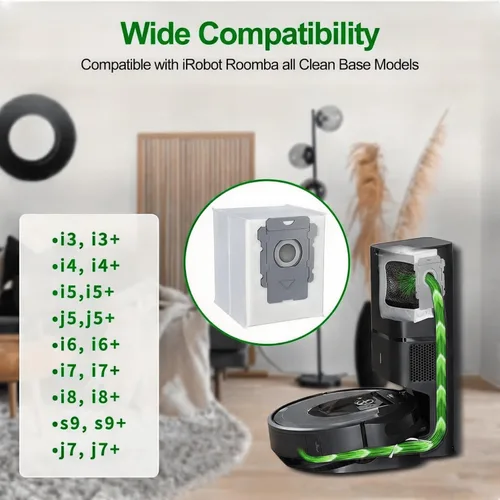 Vista 5 de Paquete de 12 Bolsas de Aspiradora Compatibles con iRobot Roomba i3+, i4+, i5+, i6+, i7+, i8+, j5+, j6+, j7+, j8+, j9+, s9+, Bolsas de Repuesto