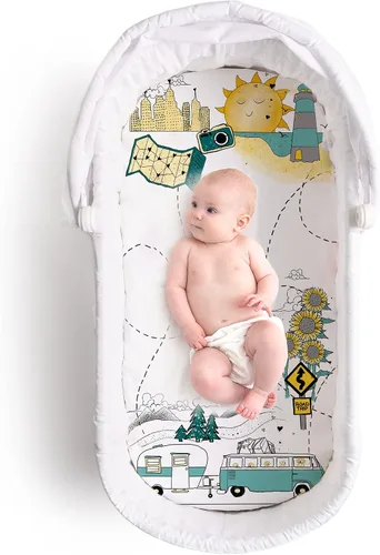 Vista 8 de JumpOff Jo - Sábana bajera hipoalergénica para bebé niño y niña - Rectangular, compatible con reloj de arena y cuna ovalada, suave, transpirable