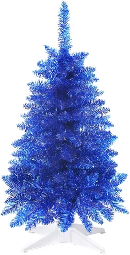 Vista 19 de Mini Árbol de Navidad de 3 pies artificial de escritorio para la decoración de Navidad y Halloween con 160 puntas de ramas, negro
