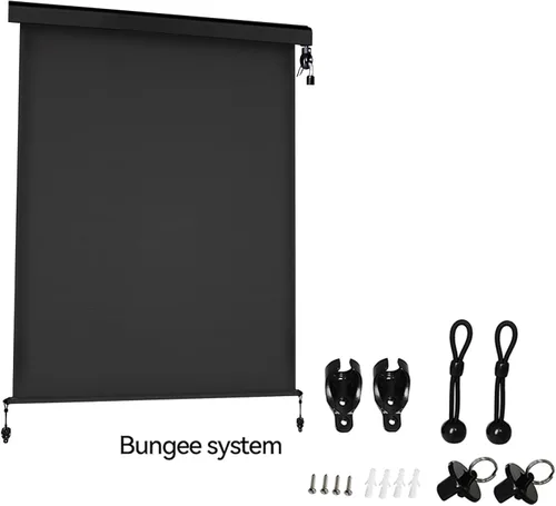 Vista 2 de Piezas de repuesto para sombra, kit de tapa elástica para persianas enrollables exteriores inalámbricas para exteriores (2 juegos) (negro)