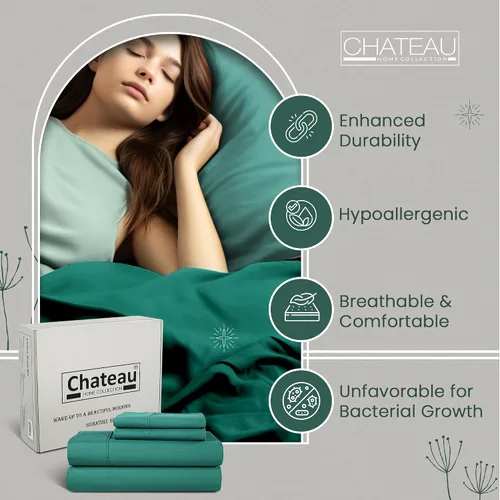Vista 3 de CHATEAU HOME COLLECTION Tencel - Juego de sábanas de algodón suave, transpirable de 300 hilos con certificación Oeko-TEX, tamaño King, sábanas