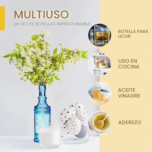 Vista 6 de BULK PARADISE Botellas de vidrio azul surtido con corchos, paquete de 6, 2.5 x 9 pulgadas, 16 onzas