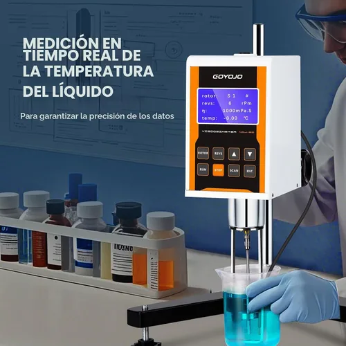 Vista 3 de Viscosímetro rotativo digital con 4 rotores y sonda de temperatura, medidor de viscosidad de laboratorio con salida de datos para tintas, pinturas