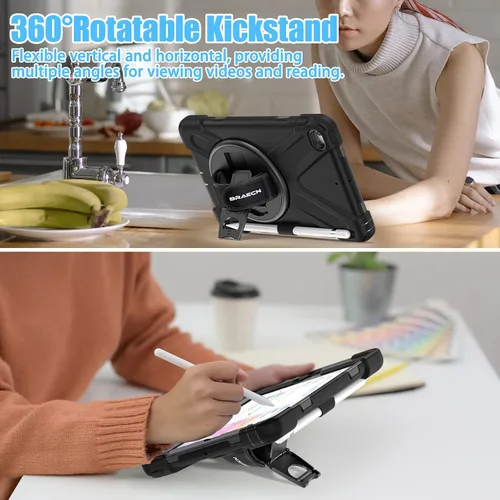 Vista 4 de BRAECNstock para Apple iPad mini 5/4 Funda 2019/2015 19,9 cm, Funda Protectora a Prueba de Golpes con Soporte para Lápices, Correa Giratoria