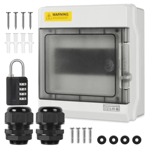Vista 16 de Caja de Protección de Distribución Impermeable, Caja Eléctrica de Disyuntores de Plástico ABS y Cubierta Transparente IP65, para Disyuntor de Pared