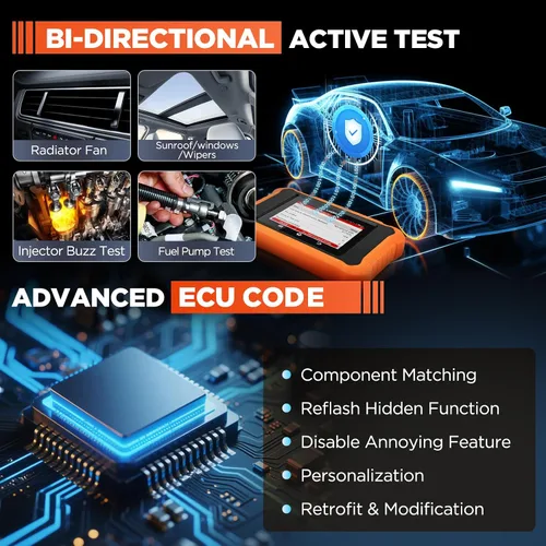 Vista 3 de LAUNCH Escáner Creader Elite 2.0 OBD2, herramienta de escaneo de diagnóstico bidireccional de sistema completo, lector de código de todos