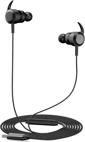 Vista 7 de Auriculares intrauditivos con cable USB C, estéreo de alta fidelidad con micrófono, micrófono con cancelación de ruido, control de volumen
