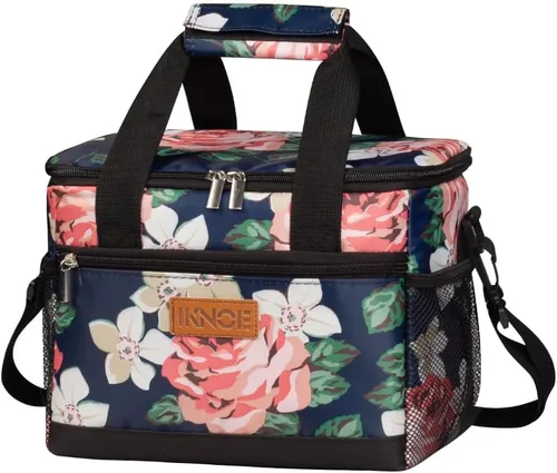 Vista 14 de iknoe Bolsa de almuerzo aislada, bolsa enfriadora plegable de 8.5 L para hombres y mujeres, diseño térmico a prueba de fugas, ideal para oficina