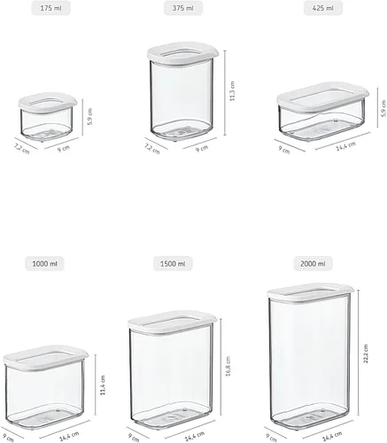Vista 4 de Mepal Set of 4 Storage Jars with Lids, Food Containers, Rectangular, Kitchen Organiser Made of Plastic, Storage Containers, Airtight, 4 x 2000 ml