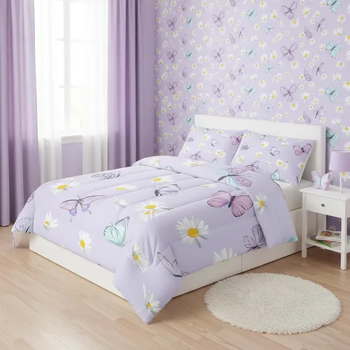 Vista 27 de QOOMO Edredón floral de gato tamaño Twin, juego de ropa de cama de gato rosa para niños, adolescentes y niñas, juego de ropa de cama de 3 piezas