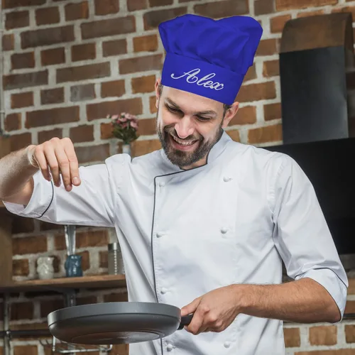 Vista 4 de Personalizado personalizado y bordado adulto sombrero de chef gorra con tamaño ajustable