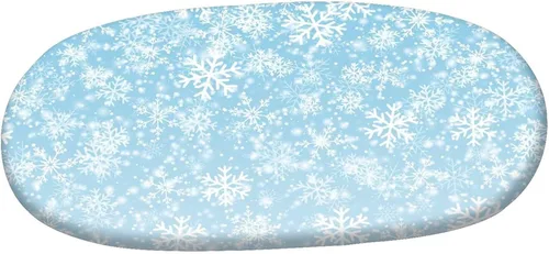 Vista 3 de XISUNYA Mantel ovalado ajustable de poliéster con bordes elásticos para invierno, con estampado de copos de nieve, nieve, nieve, cielo, se adapta a