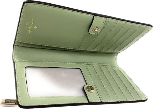 Vista 3 de Kate Spade New York Staci Saffiano - Cartera delgada grande de cuero Verdesalvia Cartera plegable