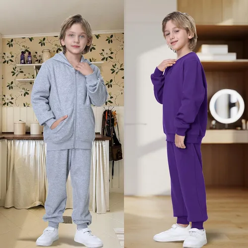 Vista 2 de UNACOO Kids Boy's Fleece Sweatpants Girl's Active Jogger Pants (Age 3-12 Years)
