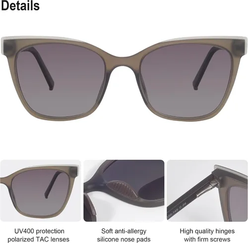 Vista 4 de OYS Lentes de sol retro para hombres y mujeres, polarizados, lentes de aviador, ligeros TR90, marco TAC, protección UV