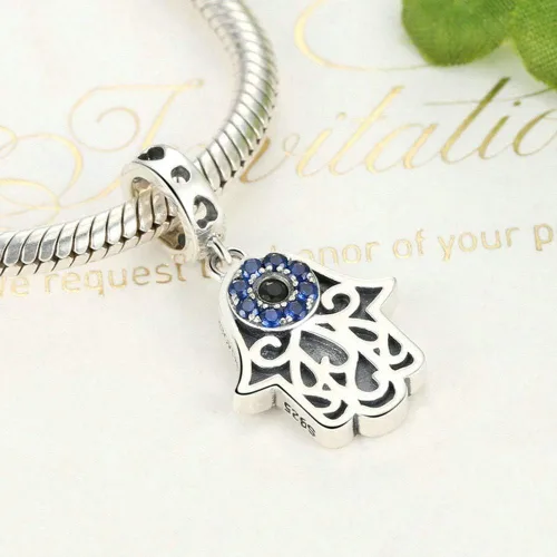 Vista 3 de Abalorio de plata de ley 925 con diseño de Hamsa para pulsera Pandora plata de ley Plateado YC-36543561