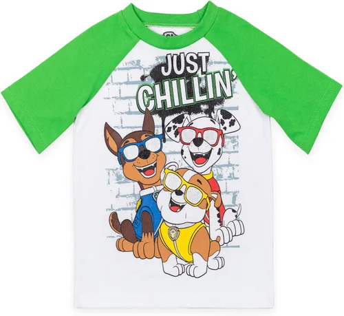 Vista 2 de Nickelodeon Paw Patrol Chase Marshal Rubble - Conjunto de camiseta y pantalones cortos de malla transpirables