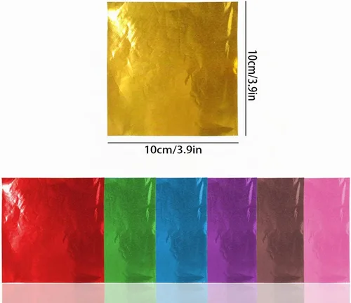 Vista 7 de 700 envoltorios de caramelo de aluminio, envolturas de chocolate, papel cuadrado de aluminio para embalaje de dulces de caramelo, decoración