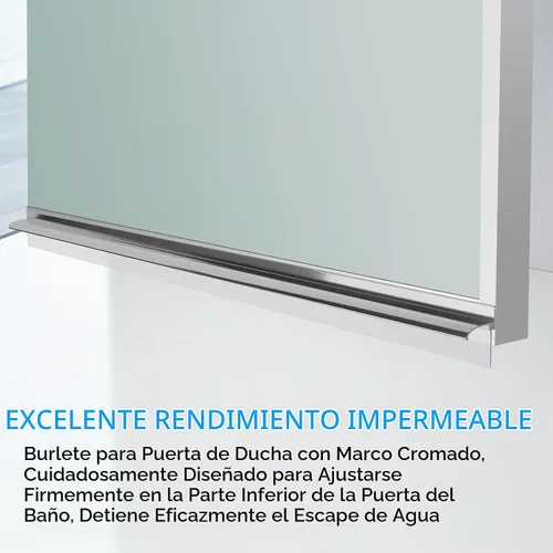 Vista 7 de Barra de goteo para puerta de ducha con marco de 25 pulgadas con escobilla de vinilo, deflector de agua inferior para puerta de ducha cromada