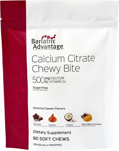Vista 15 de Bariatric Advantage Picaduras masticables de citrato de calcio 500 mg - Altamente absorbible y digerible - Vitamina D3 - Suplemento de calcio