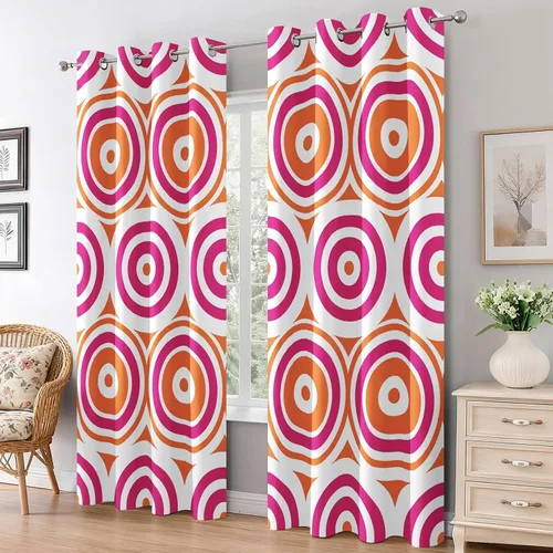 Vista 11 de Groovy Heart Curtains for Living Room 84 Inch Length, 60S 70S Retro Blackout Curtains Bedroom Decor, Hippie Orange Aesthetic Grommet Thermal Black
