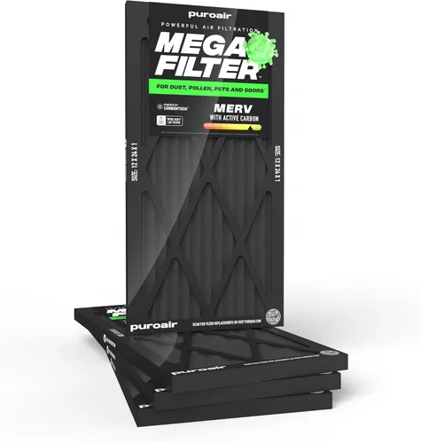 Vista 23 de PuroAir Filtro Mega - Filtro de aire de 12x12x1 MERV 13 para el hogar con carbón activado - Filtros alérgenos, caspa de mascotas, humo, polvo