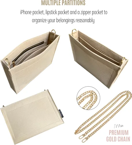Vista 9 de Divitize Kit de conversión Luxe compatible con inserto de bolsa Ophidia con cadena dorada, 47.2 in de largo, ajuste perfecto hecho a mano, fácil