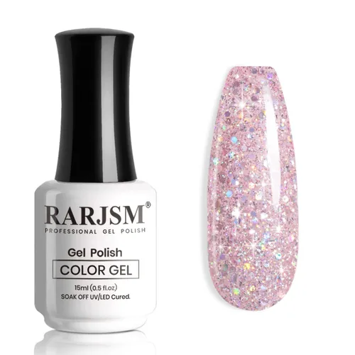 Vista 23 de RARJSM Esmalte de uñas de gel con purpurina de nieve, diamante brillante, gel de uñas de color blanco lechoso con pigmentos plateados y brillantes