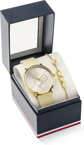 Vista 6 de Tommy Hilfiger Jenna - Reloj de cuarzo de acero inoxidable con correa de piel color beige 16 modelo 2770046