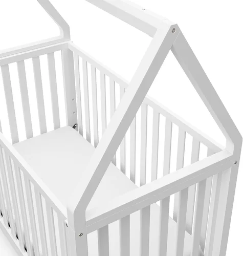 Vista 4 de Storkcraft Orchard Cuna convertible 5 en 1 (blanco) – Certificado GREENGUARD Gold Cuna de bebé estilo dosel, se convierte de cuna a cama infantil
