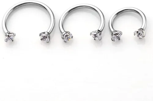 Vista 3 de PiercingJ 2-6 aros cautivos multifuncionales de acero inoxidable con circonita cúbica transparente de 0.63 onzas para nariz, daith, labio, ceja