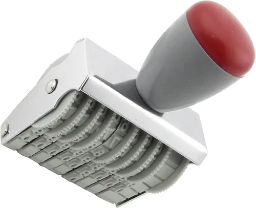 Vista 2 de Uxcell Rubber Office - Sello de numeración de números de 0 a 9 números, color gris y rojo