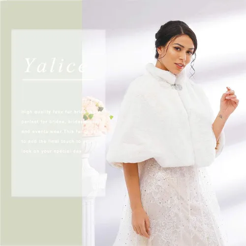 Vista 5 de Yalice Chal de piel sintética para mujer y dama de honor, Gris