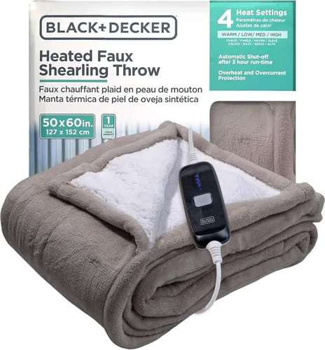 Vista 42 de BLACK+DECKER Manta térmica eléctrica, manta eléctrica de piel de oveja sintética, manta térmica con 4 niveles de calefacción, temporizador de 3