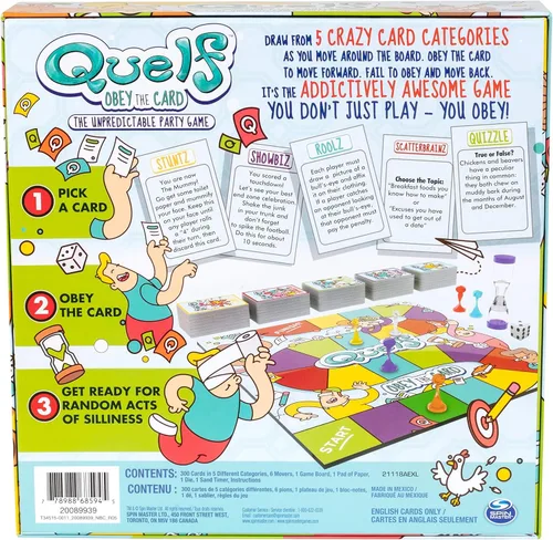 Vista 6 de Spin Master Quelf Juego de Mesa: juego de fiesta para adolescentes y adultos - Obedece las cartas para ganar una noche de juego familiar - 300